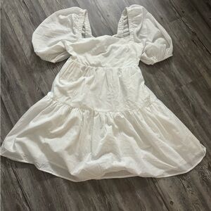 ShyVelvet White Puff Sleeve Mini Sundress EUC